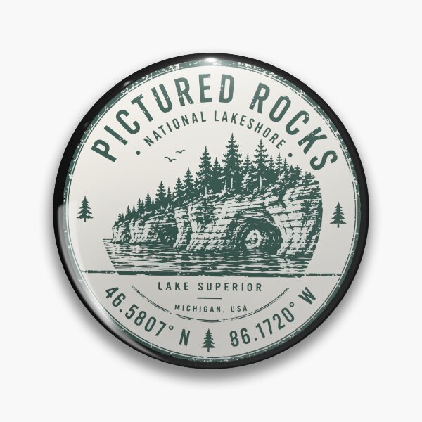 Item preview, Pictured Rocks National Lakeshore National Park Stamp | Vintage Michigan Travel Sticker designed and sold by Nubrixa-Studio.