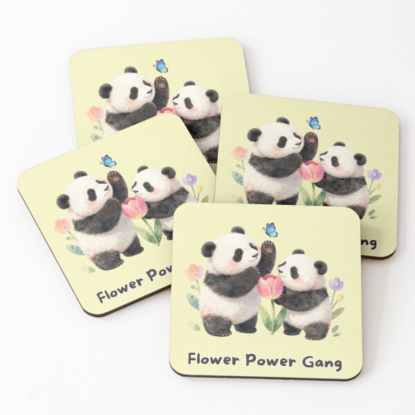 Item preview, Flower Power Gang | Cute Panda Watercolor designed and sold by BCapybara.