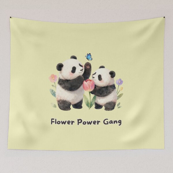 Item preview, Flower Power Gang | Cute Panda Watercolor designed and sold by BCapybara.