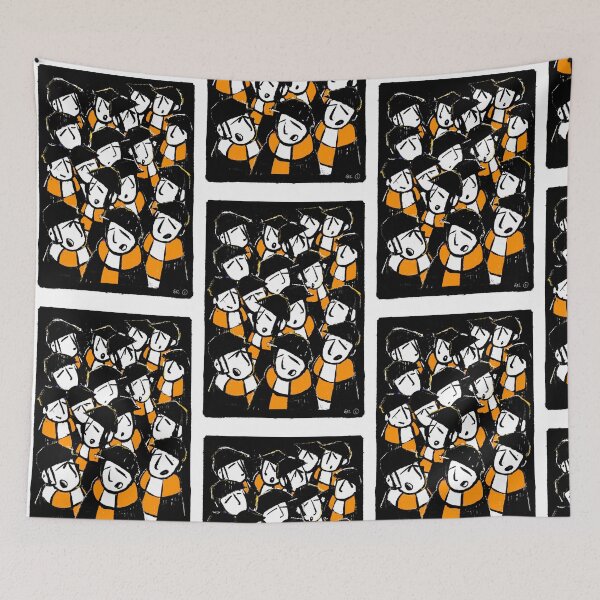 Item preview, Classic Football Fans Illustration | Retro Terrace Supporters | Orange & White - Footy Crowd designed and sold by GWARTGB.