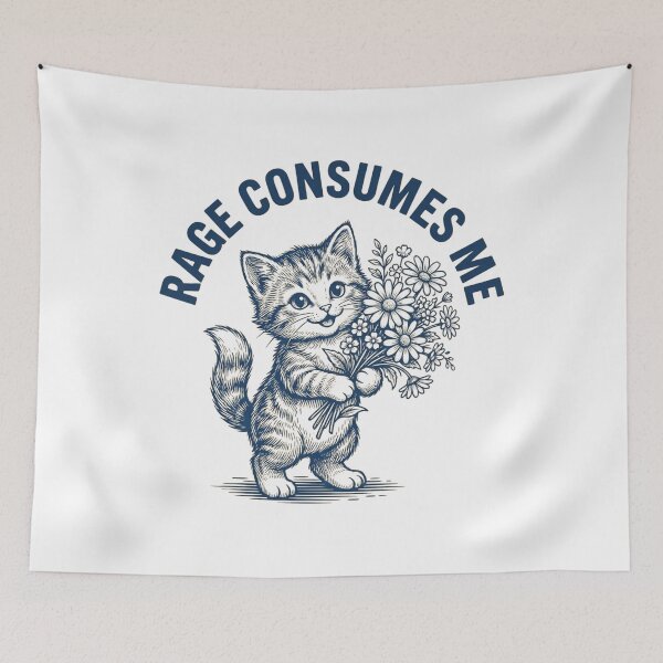 Item preview, Rage Consumes Me Angry Kitten Holding Flowers designed and sold by SiarheiYur.
