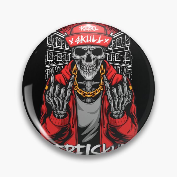 Item preview, Rebel Skull Hip Hop Skeleton Red Hoodie Gold Chain Graffiti Urban Streetwear Art designed and sold by DERA RAY.