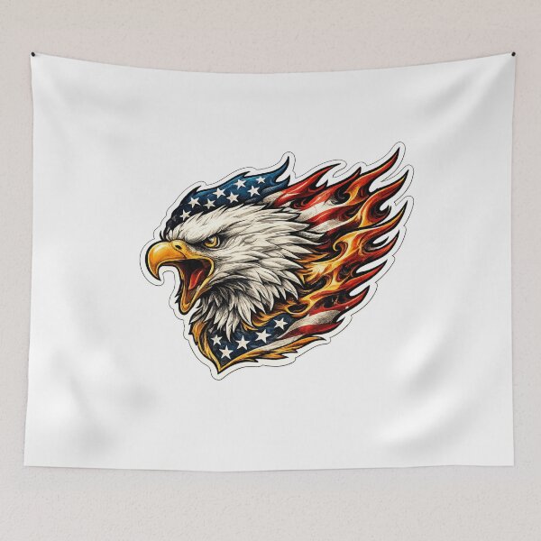 Item preview, Screaming Biker Eagle Flag Flames designed and sold by pohapoha181.
