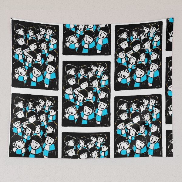 Item preview, Classic Football Fans Illustration | Retro Terrace Supporters | Sky Blue & White - Footy Crowd designed and sold by GWARTGB.