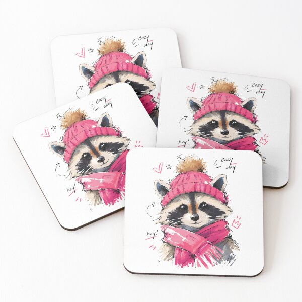 Item preview, Cozy Day Cute Raccoon with Winter Hat & Scarf – Hand-Drawn Art designed and sold by RamyGallery.