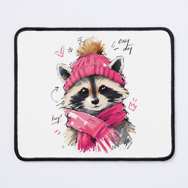 Item preview, Cozy Day Cute Raccoon with Winter Hat & Scarf – Hand-Drawn Art designed and sold by RamyGallery.