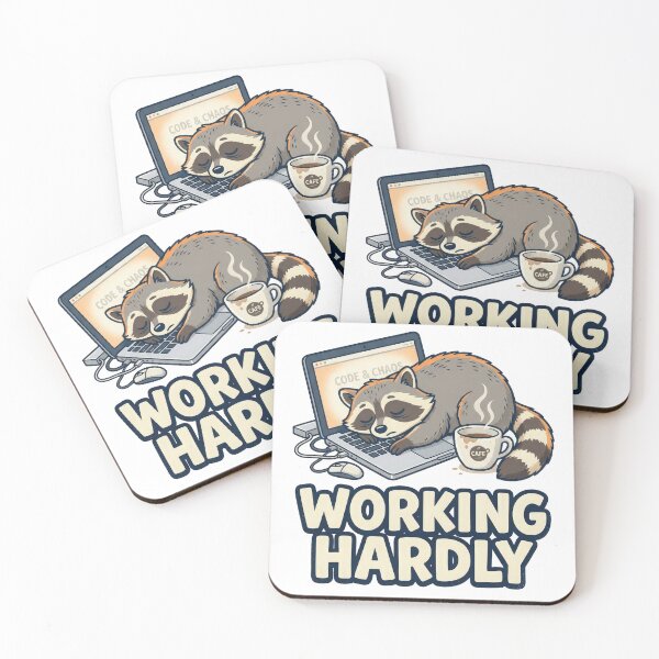 Item preview, Working Hardly Funny Raccoon Programmer – Coffee Coding Humor Design designed and sold by PlumArtDesign.