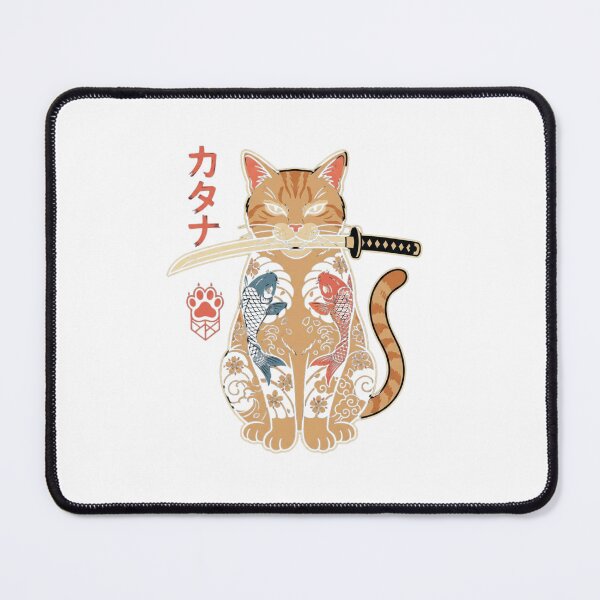 Item preview, Samurai Cat Katana Japanese Tattoo Style Art designed and sold by SiarheiYur.