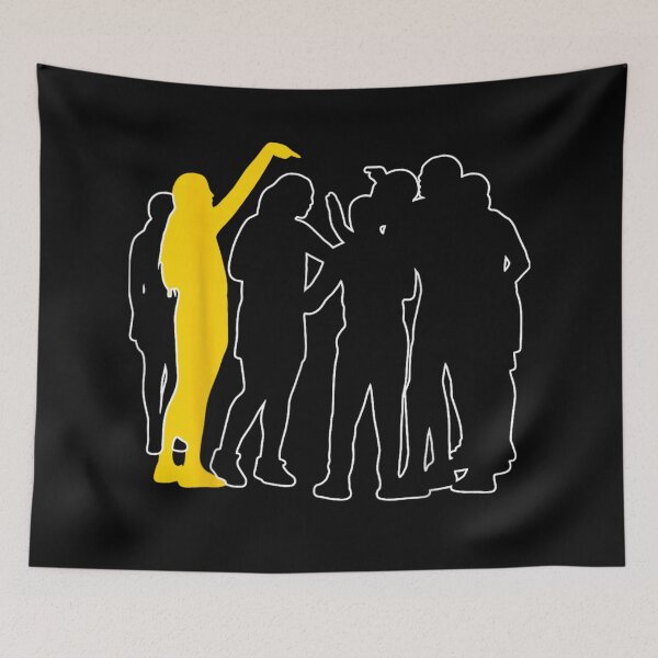 Item preview, Yellow Leader Standing Out From Crowd Silhouette Teamwork Leadership Concept Art designed and sold by NgumohaLanke.