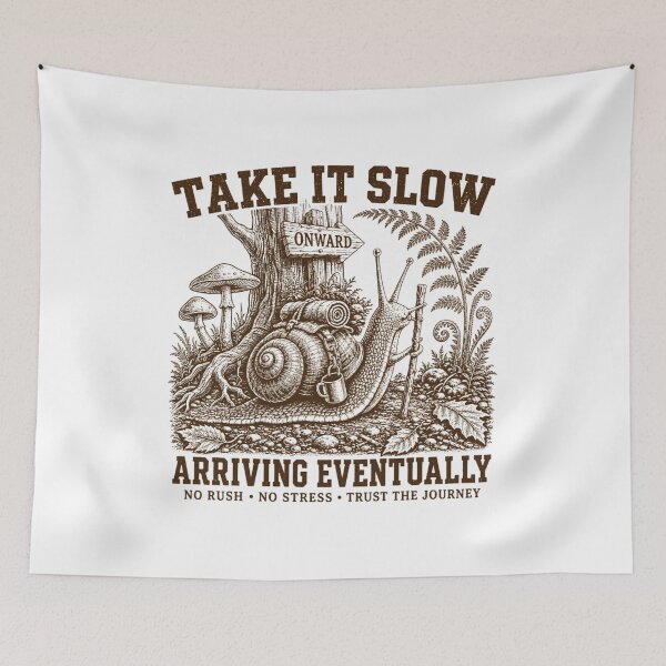 Item preview, Take It Slow Snail Vintage Nature Illustration designed and sold by SiarheiYur.
