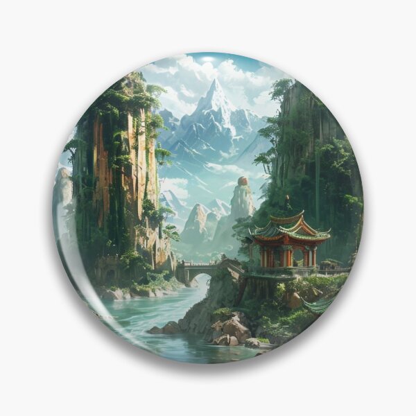 Item preview, Serene Asian Mountain Temple Fantasy Landscape designed and sold by maplesoulkiller.