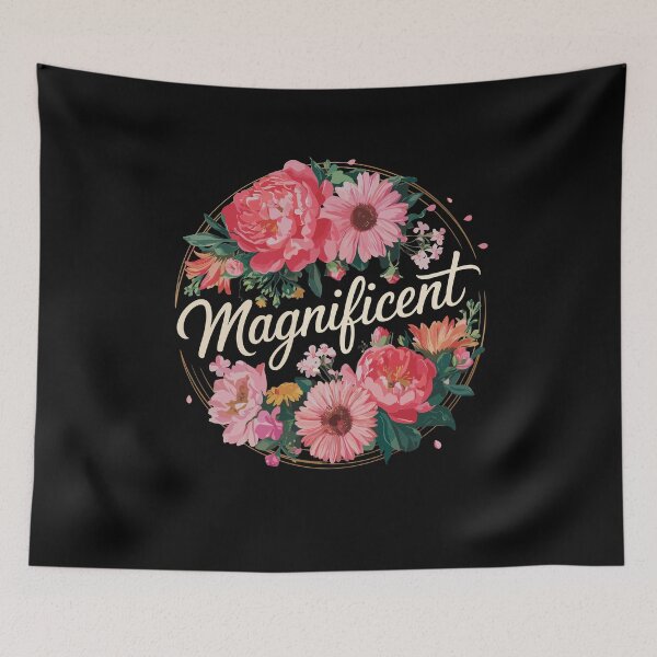 Item preview, Magnificent Floral Bouquet Peony Daisy Flower Wreath Magnificent Typography designed and sold by yoddel.
