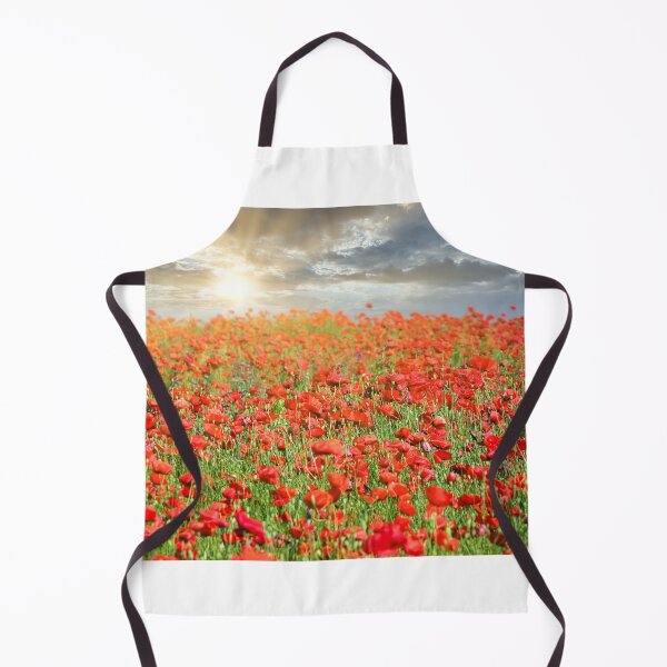 Item preview, The sun's rays break through the clouds and shine on the poppies flower meadow, spring season designed and sold by goceris.