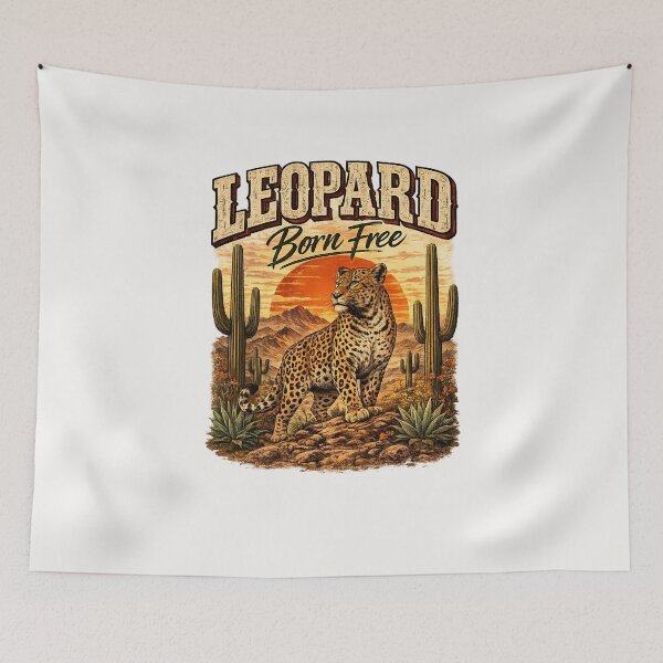 Item preview, Leopard Born Free – Vintage Desert Sunset Wildlife designed and sold by annenambiro.