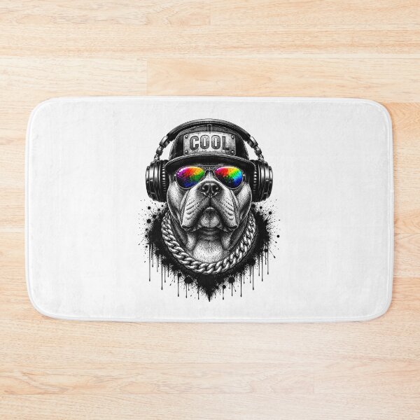 Item preview, American Bully Streetwear Graphic | Cool Bully Dog with Headphones, Rainbow Sunglasses & Chain designed and sold by BDLuck2021.
