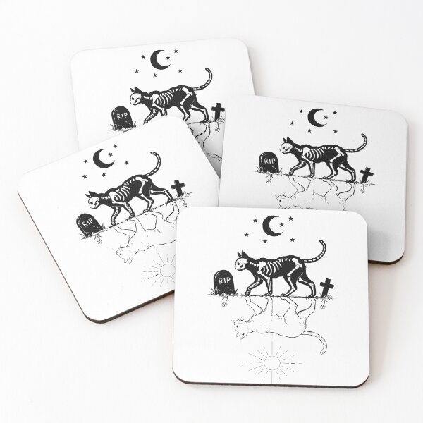 Item preview, Day and Night Cat Mirror Illustration designed and sold by SakuraHaven.