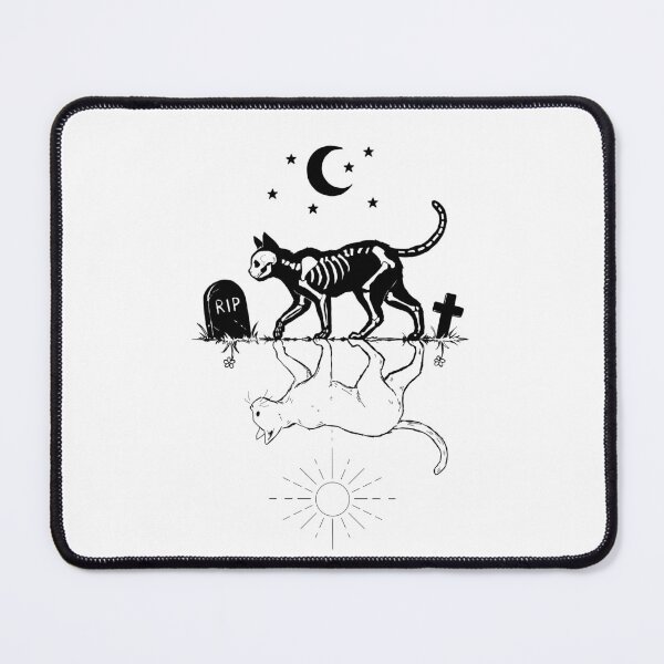 Item preview, Day and Night Cat Mirror Illustration designed and sold by SakuraHaven.