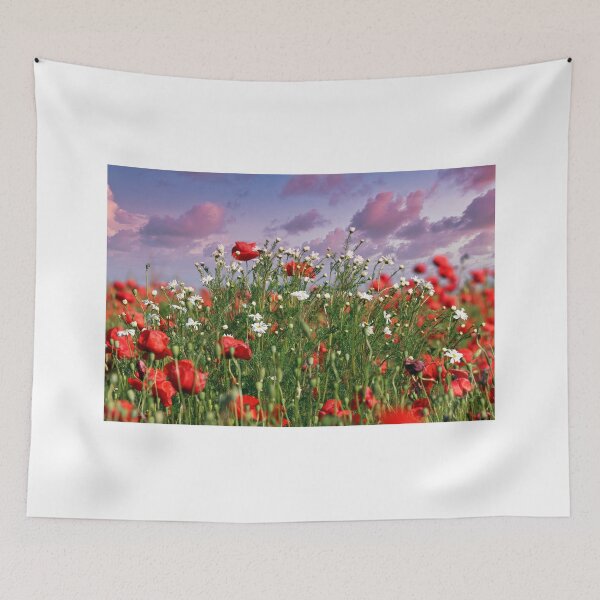 Item preview, Sunset over poppies flower meadow, spring season designed and sold by goceris.