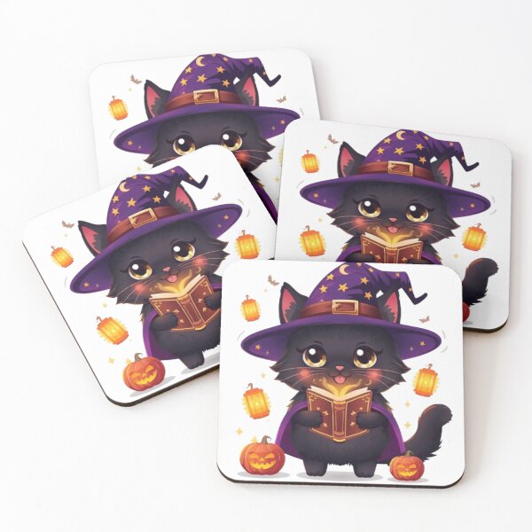Item preview, Cute Black Cat Witch Deluxe Sticker | Kawaii Halloween Cat Gift designed and sold by Stylestickers55.