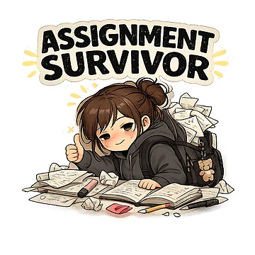 Artwork thumbnail, Assignment Survivor Student Humor Sticker by BrainBuckets