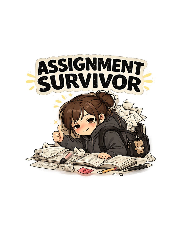 Thumbnail 4 of 4, iPhone Case, Assignment Survivor Student Humor Sticker designed and sold by BrainBuckets.