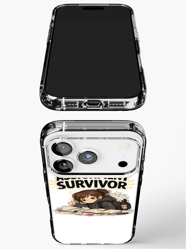 Thumbnail 3 of 5, iPhone Case, Assignment Survivor Student Humor Sticker designed and sold by BrainBuckets.