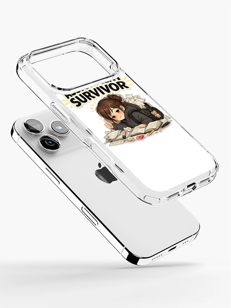 Thumbnail 2 of 5, iPhone Case, Assignment Survivor Student Humor Sticker designed and sold by BrainBuckets.