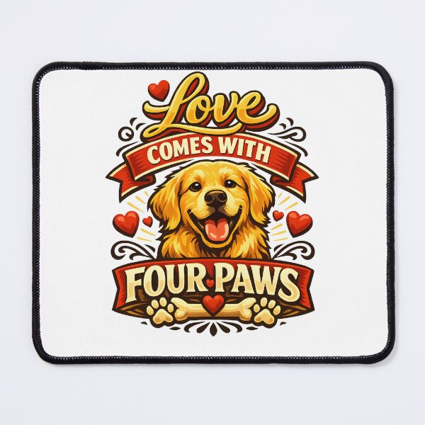 Item preview, Love Comes With Four Paws Golden Retriever Puppy Valentine Dog Lover Design designed and sold by Sahil Randhawa.