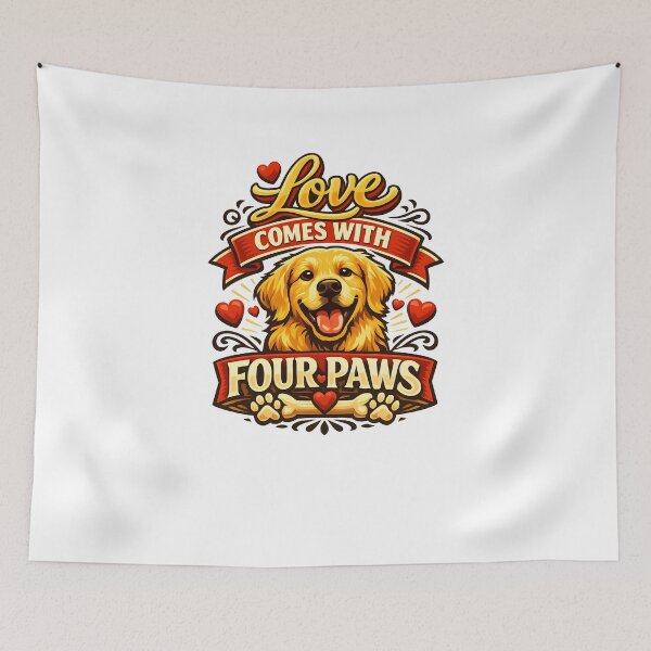 Item preview, Love Comes With Four Paws Golden Retriever Puppy Valentine Dog Lover Design designed and sold by Sahil Randhawa.
