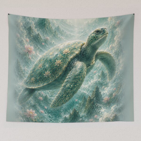 Item preview, Majestic Sea Turtle with Cherry Blossoms | Ocean Wildlife Art designed and sold by ManJiangHong.