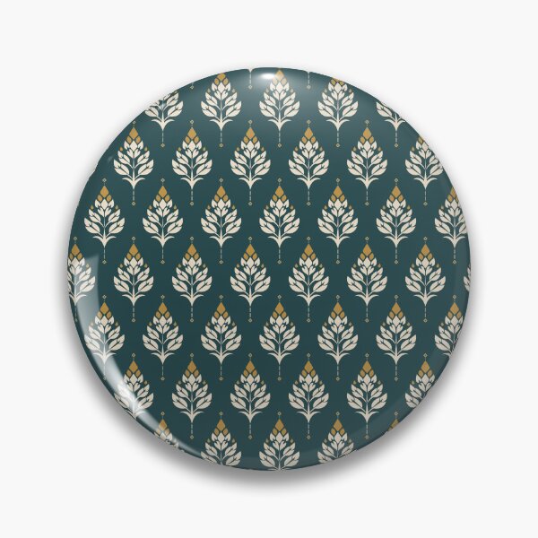 Item preview, Thai Botanical Seamless Pattern Teal Gold  Traditional Thai Leaf Motif Fabric Design designed and sold by KOPatternCo.