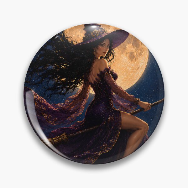 Item preview, Witch Flying on Broomstick Halloween Gothic Purple Watercolor Art designed and sold by MaryFiremoonArt.