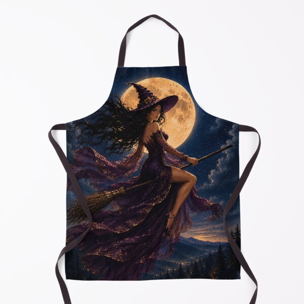 Item preview, Witch Flying on Broomstick Halloween Gothic Purple Watercolor Art designed and sold by MaryFiremoonArt.