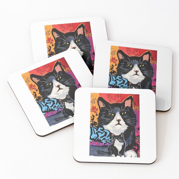 Item preview, Urban Tuxedo Cat Pop Art | Colorful Graffiti Street Art Black & White Cat designed and sold by xRoarAndPawArtx.