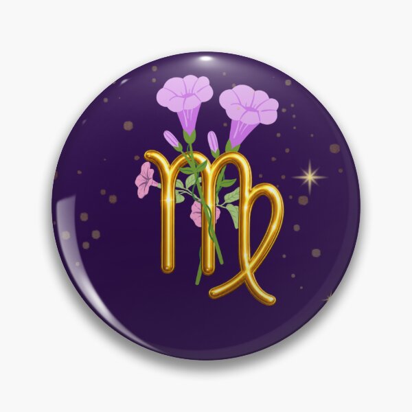 Item preview, Virgo Zodiac Floral Art | Gold Virgo Symbol with Morning Glory | Astrology Gift | Celestial Botanical Design designed and sold by MysticPurpleHue.