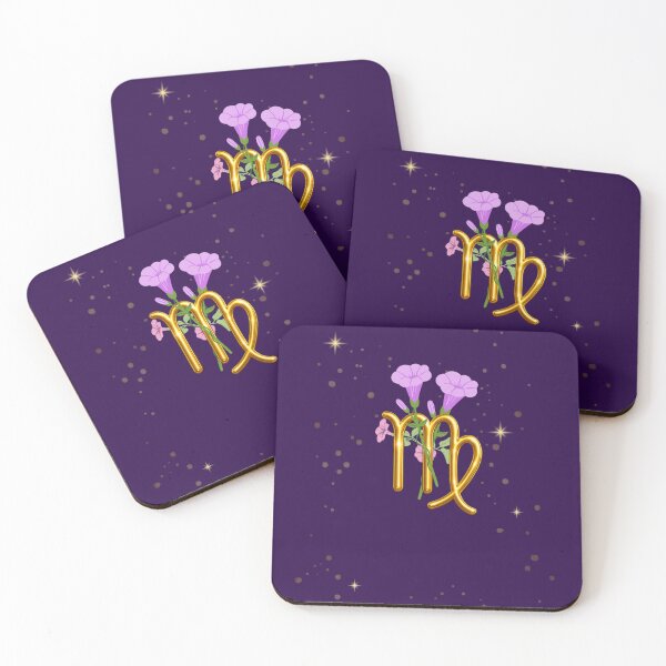 Item preview, Virgo Zodiac Floral Art | Gold Virgo Symbol with Morning Glory | Astrology Gift | Celestial Botanical Design designed and sold by MysticPurpleHue.