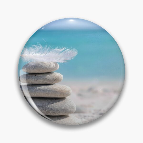 Item preview, Feather on a Beach Cairn designed and sold by Maria Dryfhout.