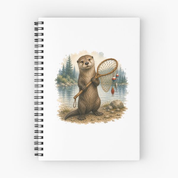 Item preview, Playful Otter With Fishing Net Lake Life Fun designed and sold by AQUILAKREO.