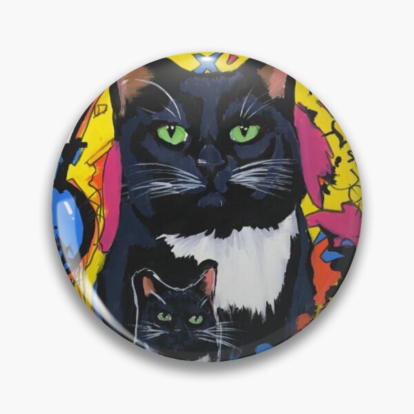 Item preview, Colourful Tuxedo Cat Street Art | Neon Pop Art Cat Portrait designed and sold by xRoarAndPawArtx.