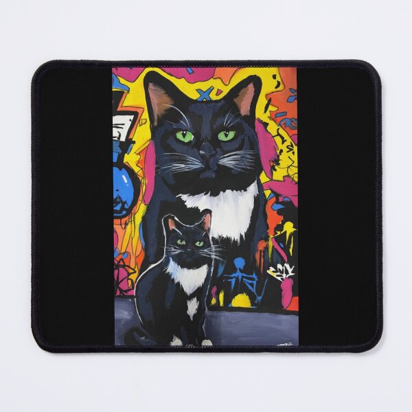 Item preview, Colourful Tuxedo Cat Street Art | Neon Pop Art Cat Portrait designed and sold by xRoarAndPawArtx.