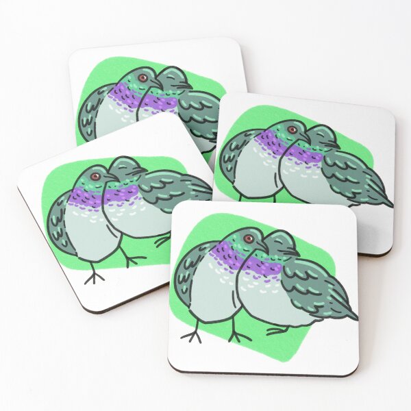 Item preview, Cuddling Pigeons (green)  designed and sold by SamuelDendro.