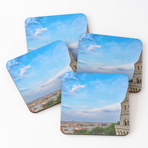 Item preview, Fisherman's Bastion panoramic view with town from the hillside in sunset, Budapest, Hungary designed and sold by goceris.