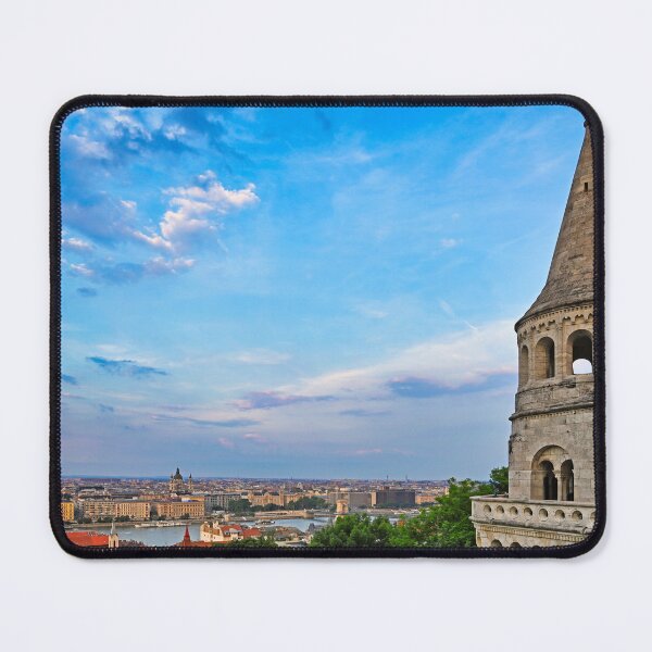Item preview, Fisherman's Bastion panoramic view with town from the hillside in sunset, Budapest, Hungary designed and sold by goceris.