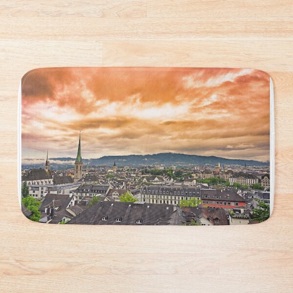 Item preview, Dramatic red sky sunset over Zurich, Switzerland designed and sold by goceris.