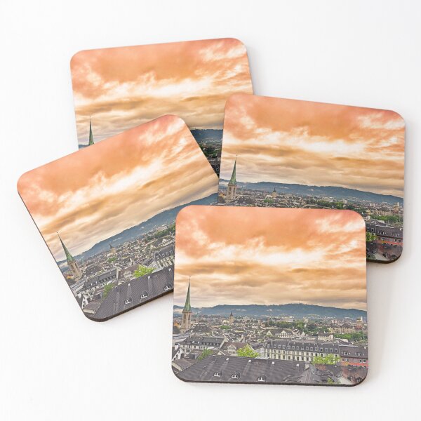 Item preview, Dramatic red sky sunset over Zurich, Switzerland designed and sold by goceris.