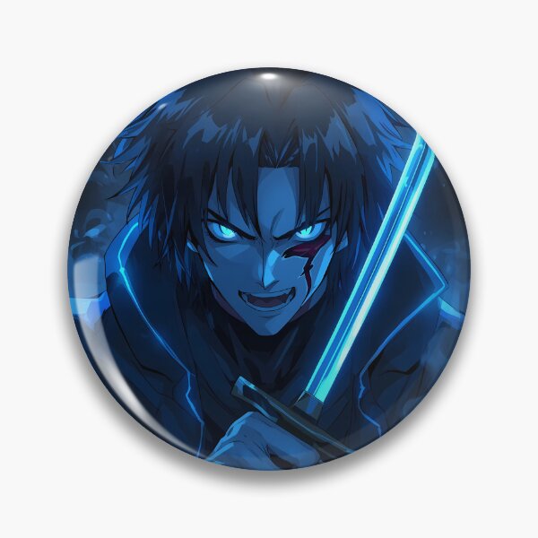 Item preview, Fierce Anime Warrior with Neon Blue Sword and Face Scar designed and sold by Swizzy2vore.