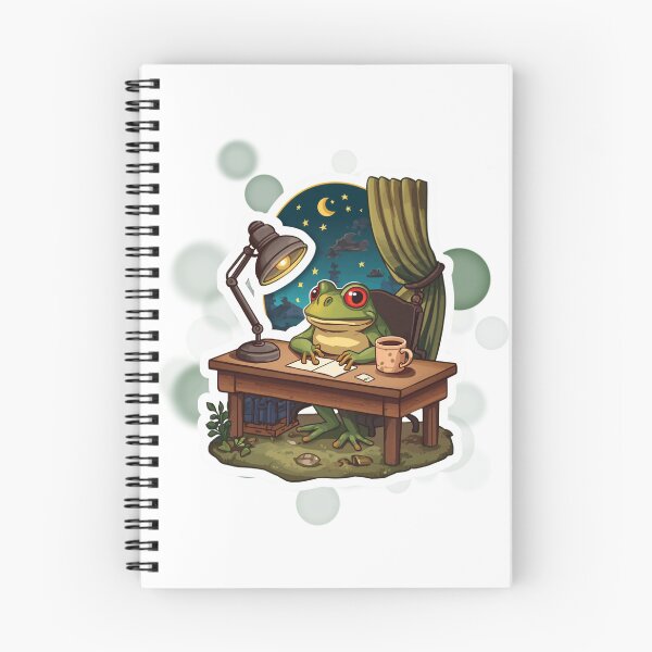Item preview, Cute Frog Working Late Cozy Cottagecore designed and sold by iamKRUK.