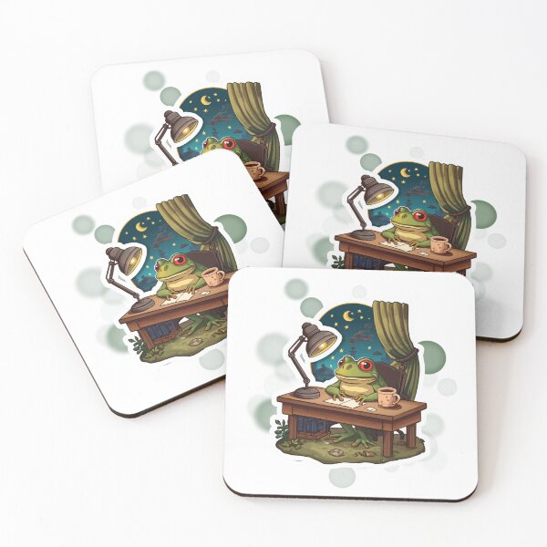 Item preview, Cute Frog Working Late Cozy Cottagecore designed and sold by iamKRUK.