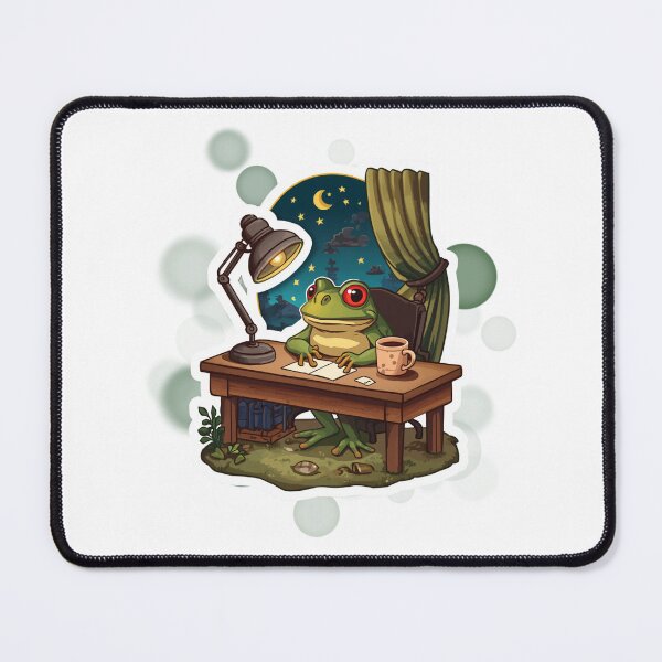 Item preview, Cute Frog Working Late Cozy Cottagecore designed and sold by iamKRUK.