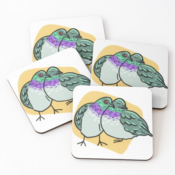 Item preview, Cuddling Pigeons (yellow)  designed and sold by SamuelDendro.